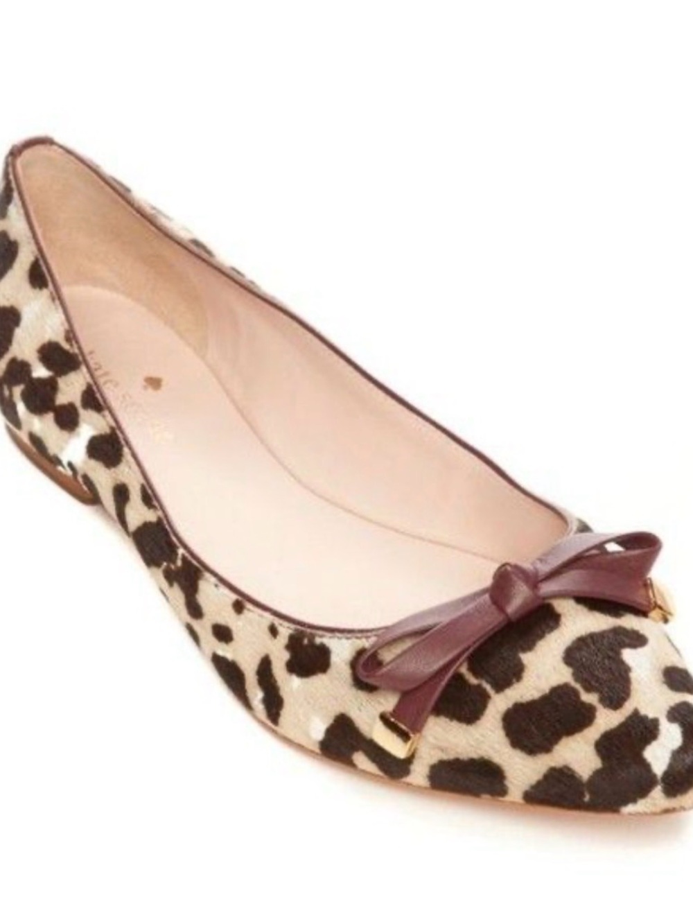 kate spade brown cowhide Leopard-Print Ballet Flat with  Bow